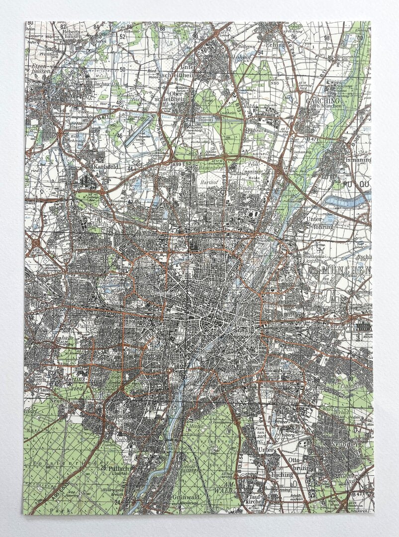A4 Landkartenpapier Sondermotiv München – 100 Blatt