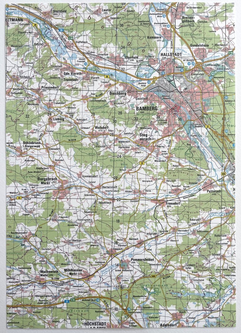 A4 Landkartenpapier Sondermotiv Bamberg – 100 Blatt