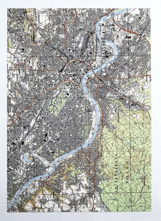 A4 Landkartenpapier Sondermotiv Dresden/Elbe – 20 Blatt