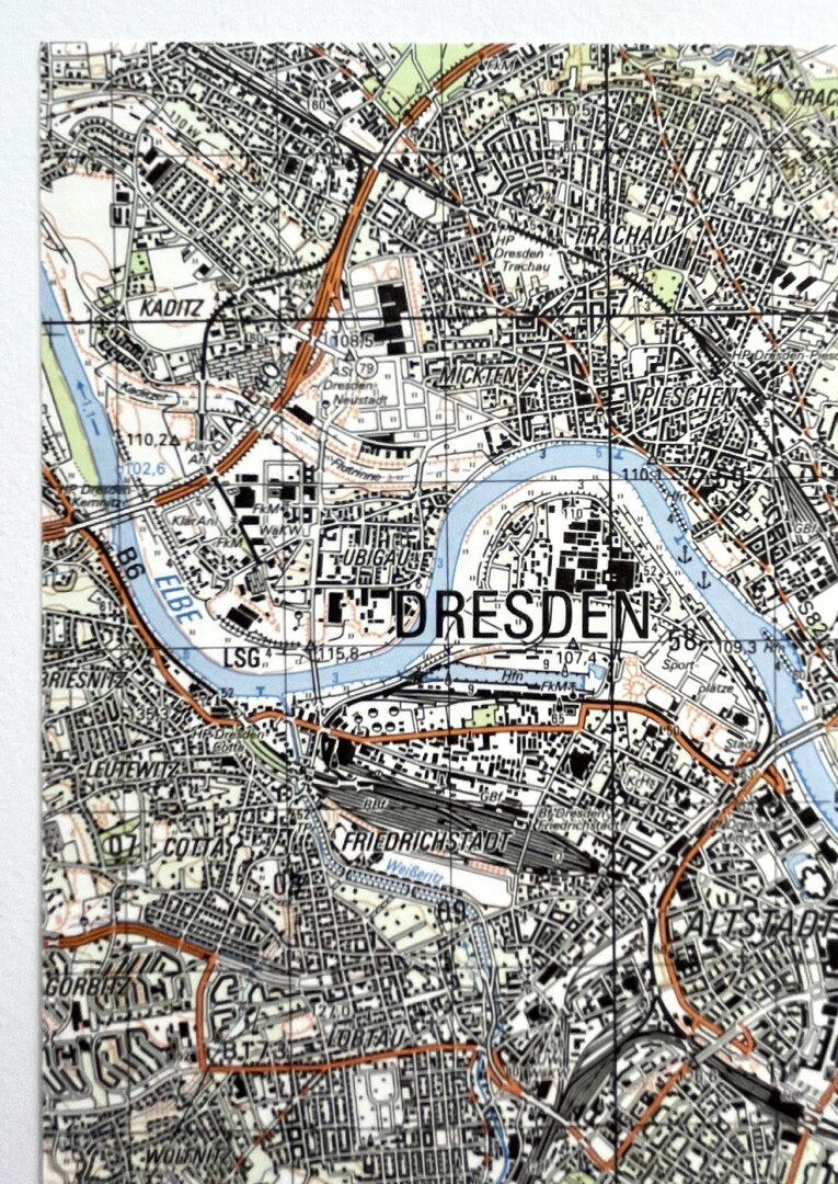 A4 Landkartenpapier Sondermotiv Dresden/Elbe – 20 Blatt